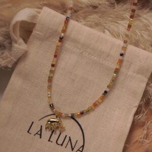 COLLAR ZIRCONITA CORTE CUADRADO MULTICOLOR ELEFANTE
