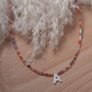 COLLAR ZIRCONITA CUADRADO MULTICOLOR CON LETRA INICIAL