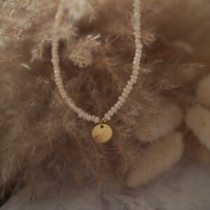 COLLAR PERLA CULTIVADA CON CHAPA PARA GRABAR