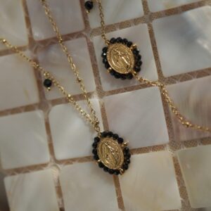 COLLAR Y PULSERA VIRGEN NEGRO